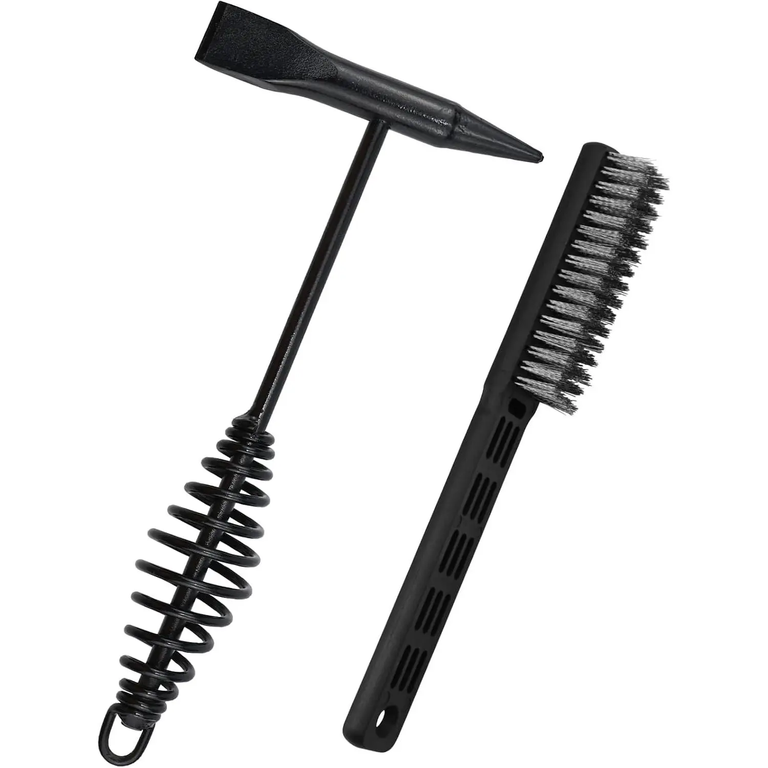 Heavy Duty Hammer + Brush Set - 10.6 in Tig/Mig Welding Tool, Spring Handle Reduces Shock, Steel Bristles for Metal Slag Removal & Surface Cleaning, Compact Easy to Store Essential Hardware Tool