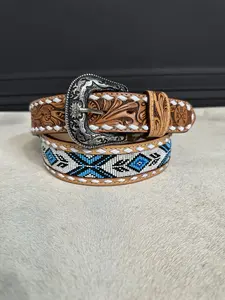 Tapper 1 3/4 Tapper 1 1/2 Beaded Belt RHC-2017 with Decorative Beads and Unique Design