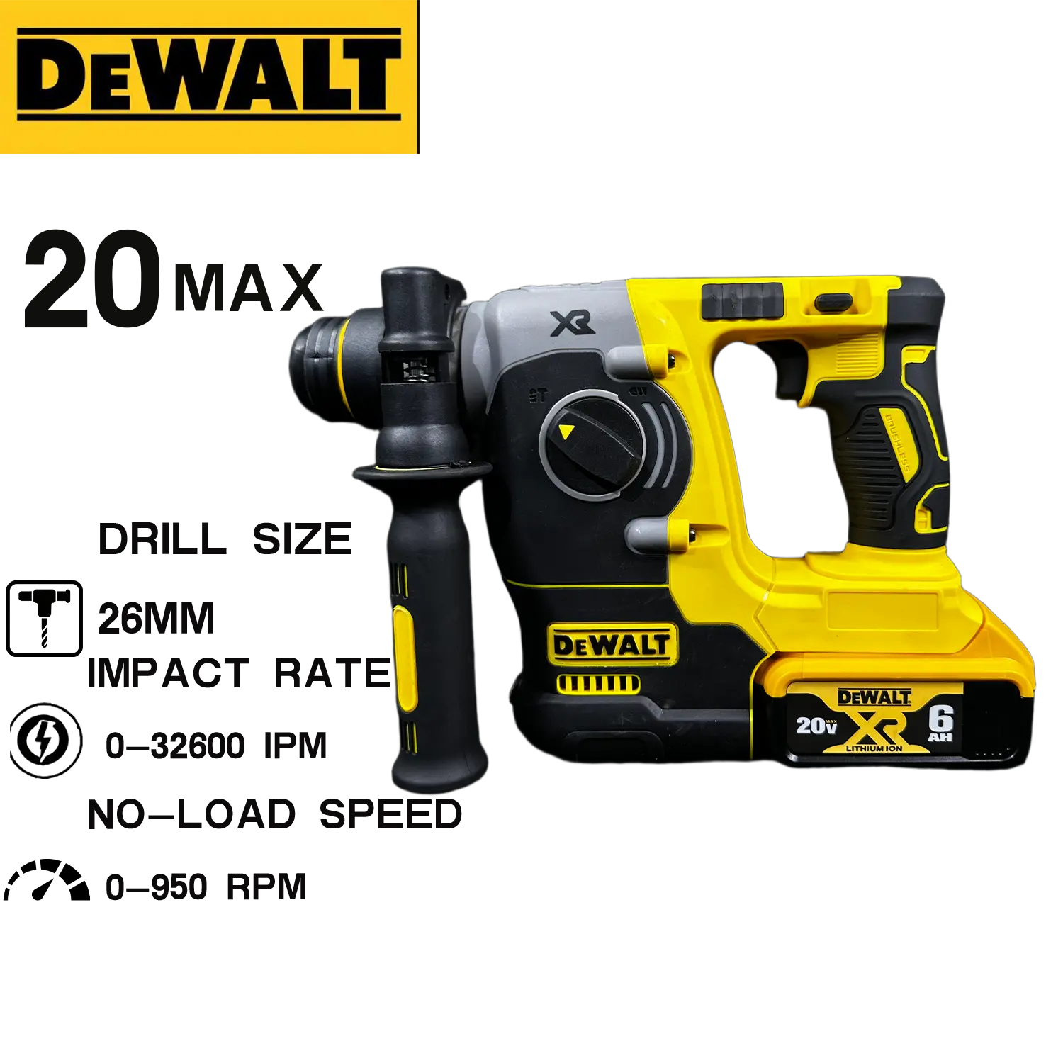 DeWalt Rotary Hammer Drill(Model 273)，26mm Drilling Capacity, 3-Mode Operation for Concrete, Brick & Masonry, Ideal for Wall Chiseling and Hole-Drilling in Construction power pro hardware