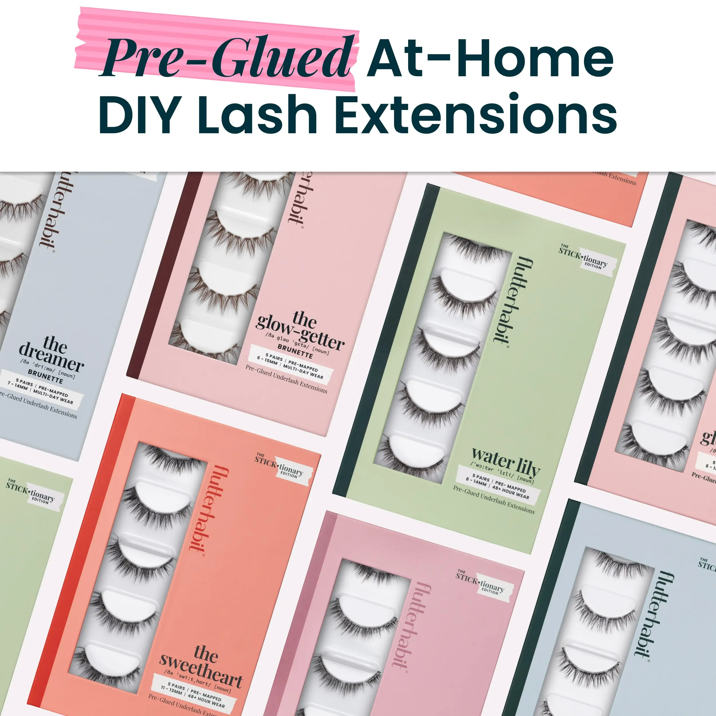 STICKtionary Pre-Glued DIY Lash Clusters | FlutterHabit | 48+ Hour Wear Press On Eyelash Extensions
