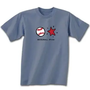 Everything Baseball Sports Gift - Stone Blue Baseball Star T-Shirt - Youth Large to Adult 2X Tee Shirt