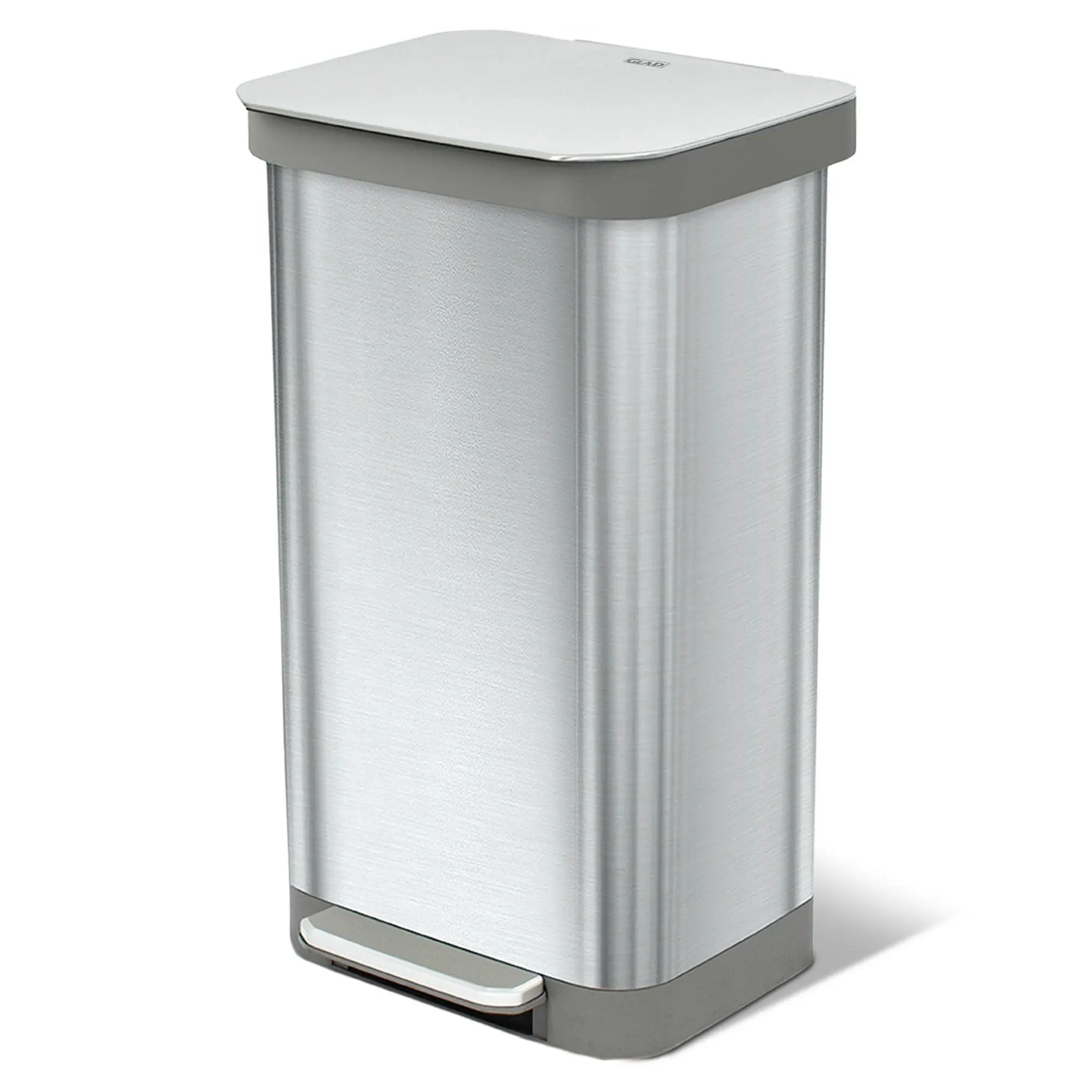 Glad Step Trash Can, Series 2 Soft Close Bin with Odor Protection, 20 Gal, Metal
