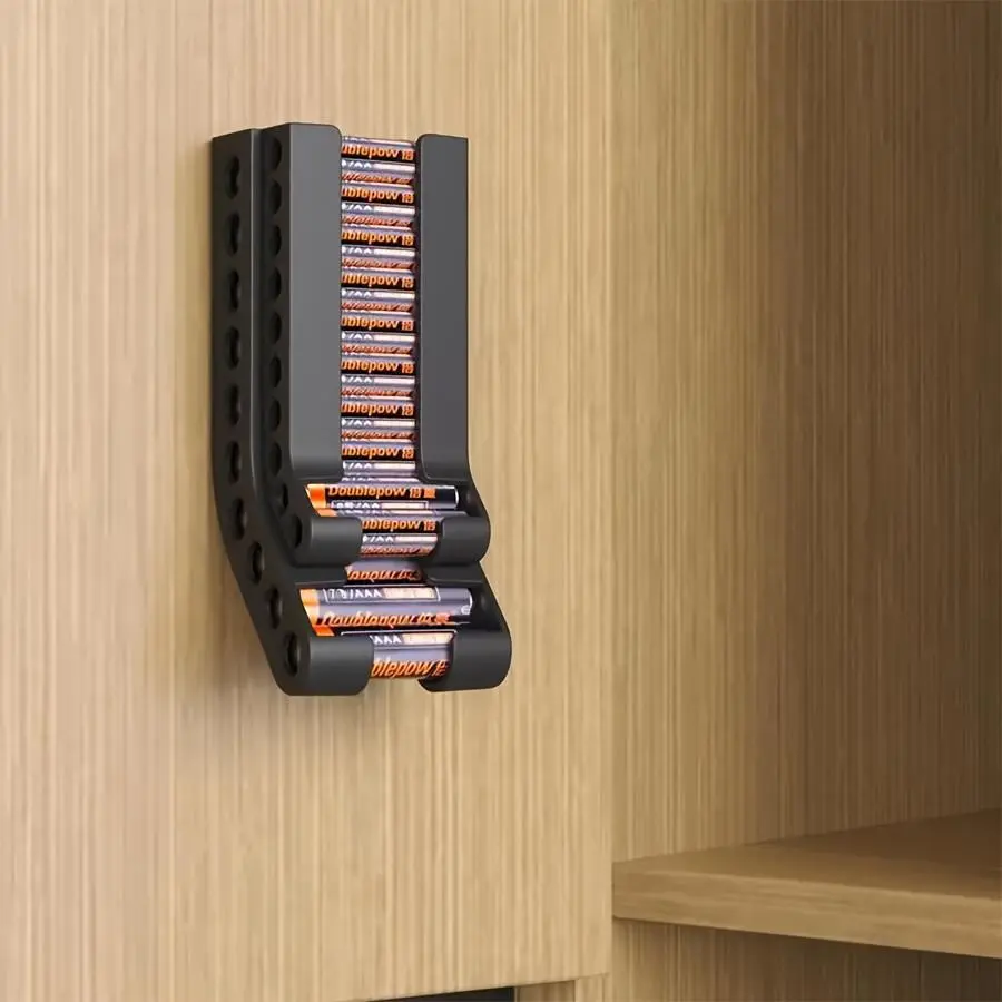Battery Storage Organizer, 1/4/6 Counts Wall Mounted Battery Holder, Battery Storage Box for AA & AAA Batteries, Home Organizer for Living Room Bedroom Office