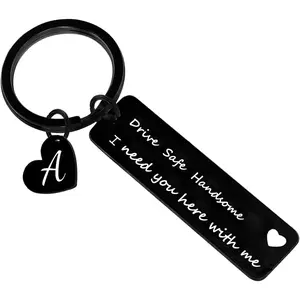 Drive Safe  for Boyfriend Husband Dad 26 Initial Letter Keyring Valentine's Day Gifts for Him Husband Gifts