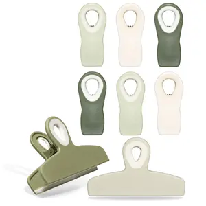 COOK WITH COLOR Bag Clips - Heavy Duty Chip Clip and Refrigerator Magnet Clips for Food Storage with Air Tight Seal Grip, Sage, Pack of 8