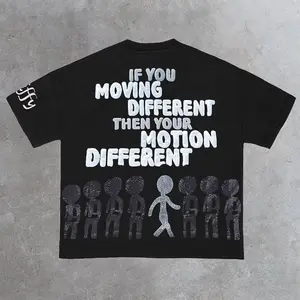 Vintage Motion Different Graphic Cotton Short Sleeve T-Shirt Men Y2K Short Sleeves Oversize Tshirt Streetwear Women Tops Tiktok Shop