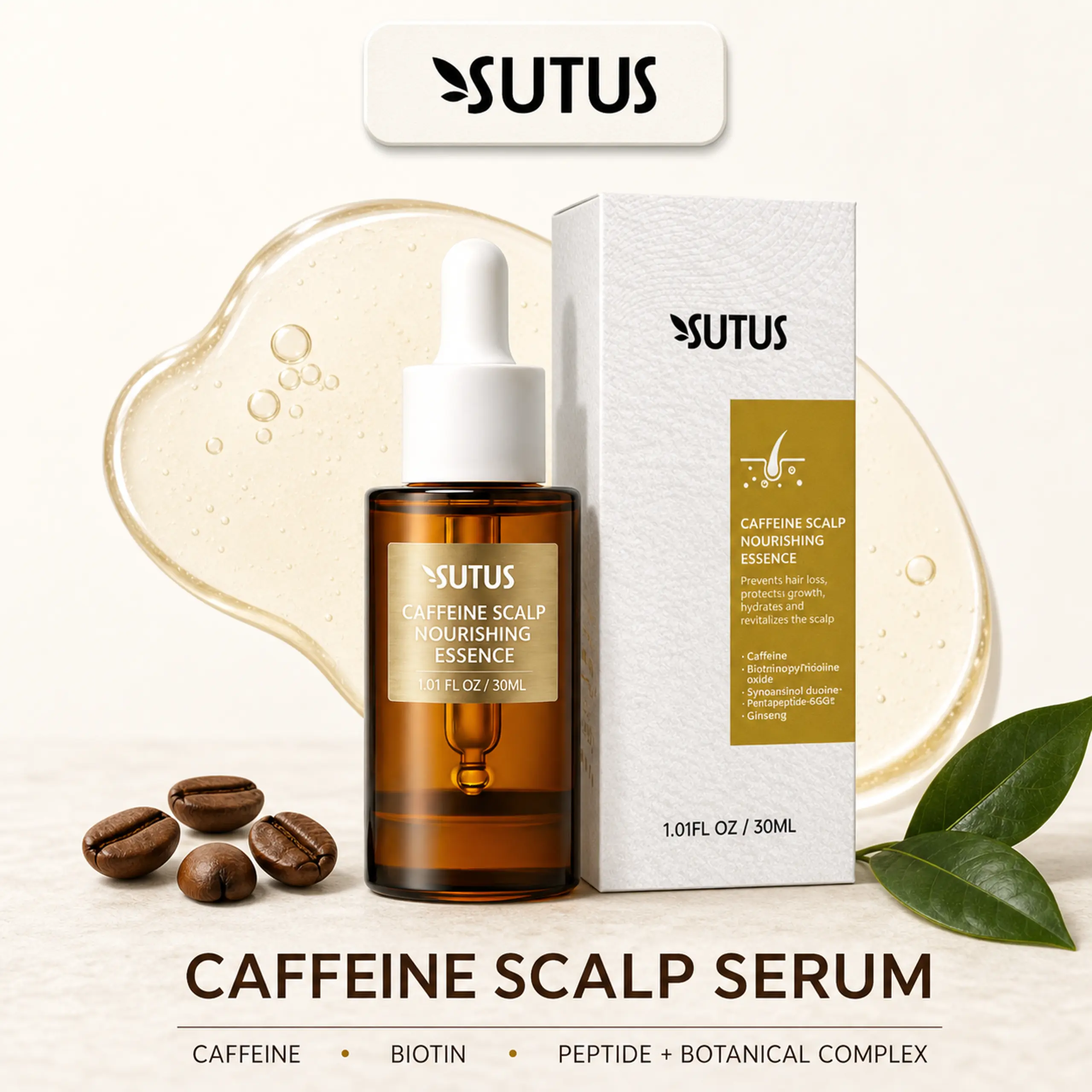 ZERAVIELLE High-Concentration Caffeine Scalp Serum with Biotin & Peptides, Leave-In Hair Care for Visible Part Lines, Lightweight Non-Greasy Daily Scalp Routine, 30ML