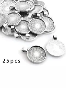 25pcs Round Bezel Pendant Trays Convex Base DIY Handmade Picture Frame Jewelry Accessories 25mm, Craft Supplies for Crafting Projects