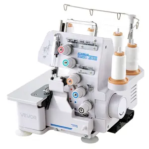 VEVOR Serger Overlock Sewing Machine, 1250 Stitches Per Minute, 3 and 4 Thread Capability, with LED Light and Strong Suction Feet, Heavy-Duty Metal Frame Sewing Machine for Various Fabrics, White