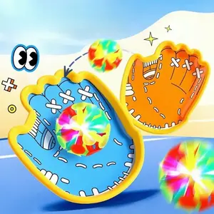 Lightup Ball Toss and Catch Game Set (4 pieces) – Includes 2 rackets + 1 light-up ball + 1 regular ball, Perfect For Outdoor Family Fun, Multi-player sports, holiday gift for kids