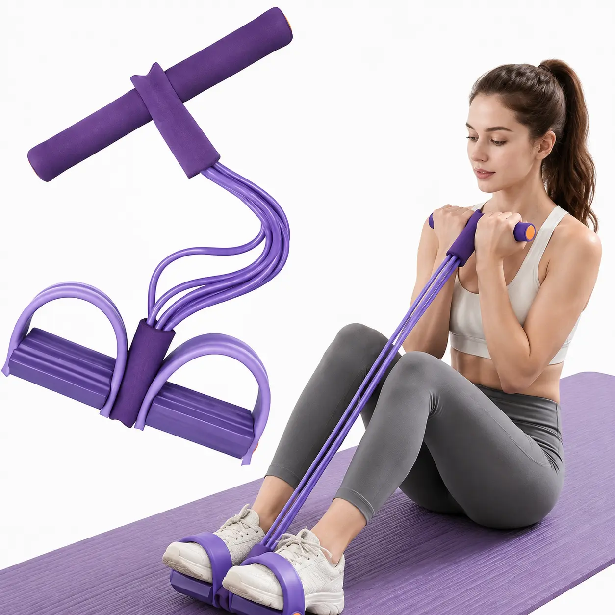 6-Tube Tear Resistant Multifunction Tension Rope Elastic Yoga Pedal Puller, Compact Resistance Bands for Home Gym Equipment, Full Body Workout, Beginner Core Training