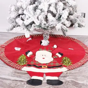 Guopei02 Large Christmas Tree Skirt with Santa Claus Design, Durable Fabric Holiday Tree Apron, with Santa Claus Design for Christmas Decorations