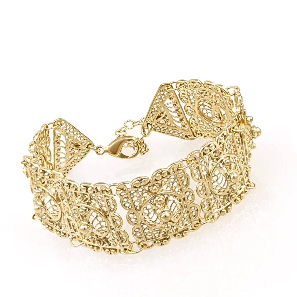 Statement Filigree Panel Bracelet with Toggle Clasp