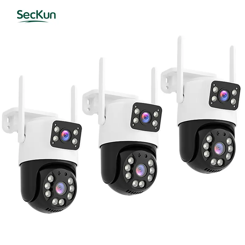 ICSEE APP Wireless WiFi Security Camera System with Micro SD Card Support, 8MP+6MP HD Lenses, 360° Pan-Tilt Real-Time Viewing, Night Vision, Motion Detection, 2-Way Audio, Auto-Connect for Home & Outdoor Use,Outdoor Father's Day Gift Option