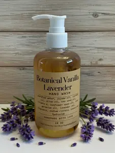Lavender Vanilla Hand Soap – Natural Botanical Liquid Soap, Moisturizing Hand Wash, lavender flowers infused botanical Gentle Skin Cleanser
