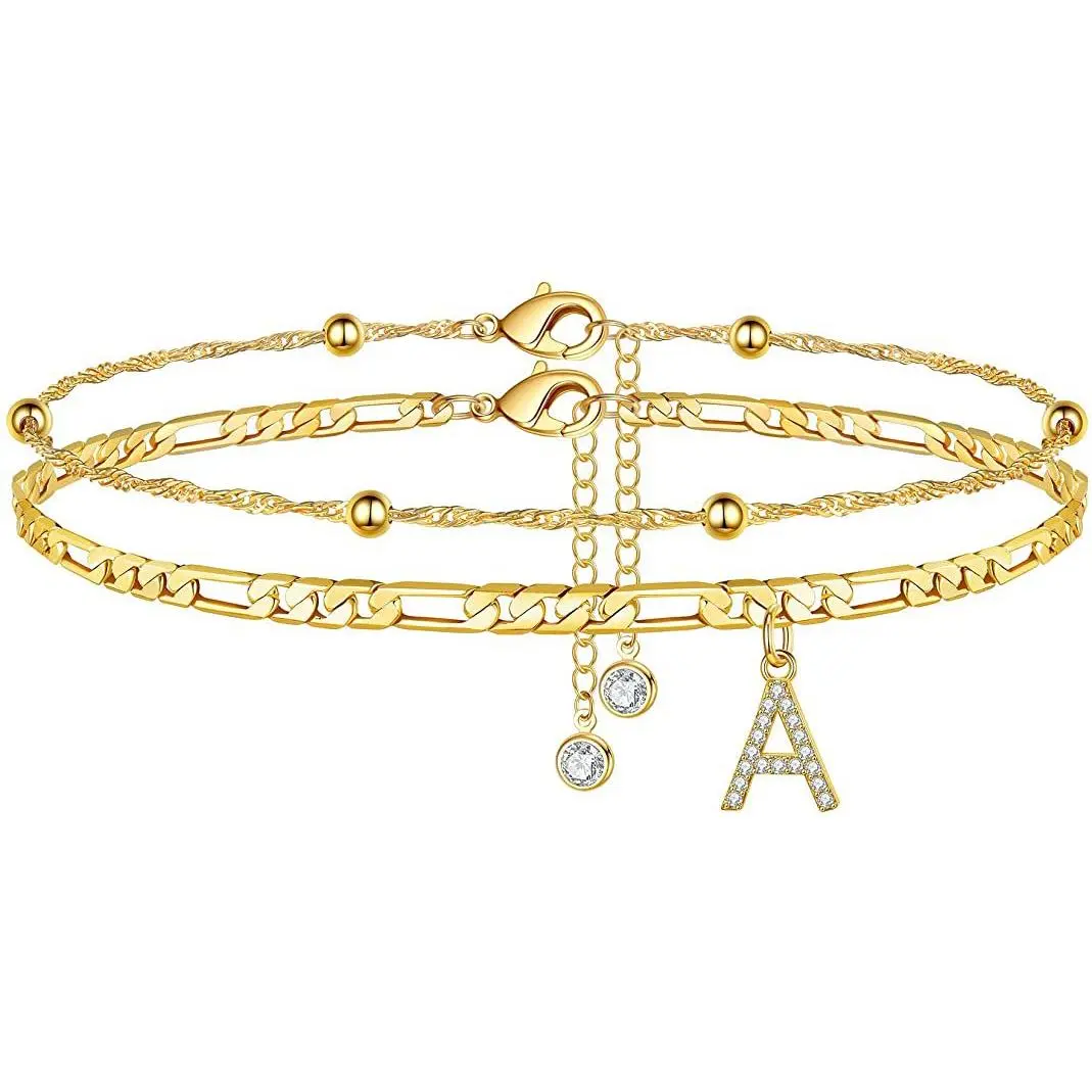 26 Letters Anklet Zircon Letters Simple Engraved Angel Wing Memorial