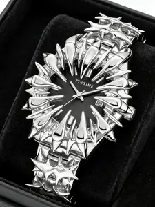 Handmade Quartz Analog Watch, Original European Style Vampire Dragon Scale Spike Design, Unisex Small Batch Wristwatch, Unique Jewelry Accessory