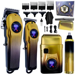 LARGNER-Professional Men's Hair Trimmer Set Barber Kit with LED Display, Ideal for Stylists & Home Use