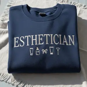 [MADE IN US] Esthetician Embroidered Sweatshirt, Skin Therapist Shirt, Skincare Lovers Crewneck, Aesthetician Shirt, Spa Worker Sweater, Beautician Gift
