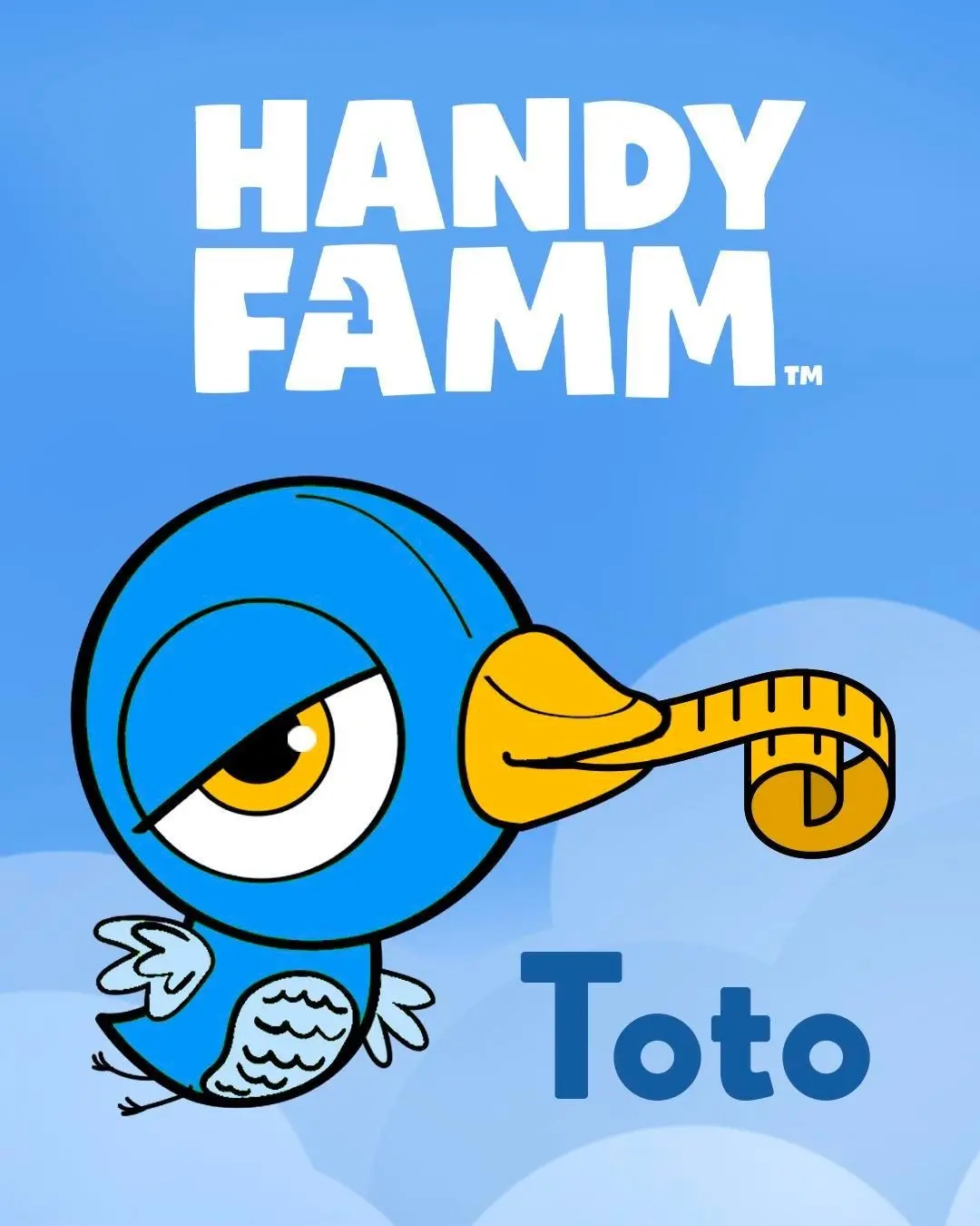 Handy Famm "Toto" Blue Bird Tape Measure, Level, and Angle Finder