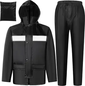 Rain Gear for Men Waterproof Lightweight Rain Suits Hideaway Hood Rain Jacket and Rain Pants for