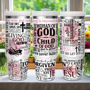 1 40-ounce stainless steel insulated cup with handle and straw, featuring the Christian belief "Woman of God, Child of God," keeps drinks hot for 12 hours/cold for 24 hours, bottle, Sippy Cup Straw Sublimation Cup The Ordinary Water Bottle
