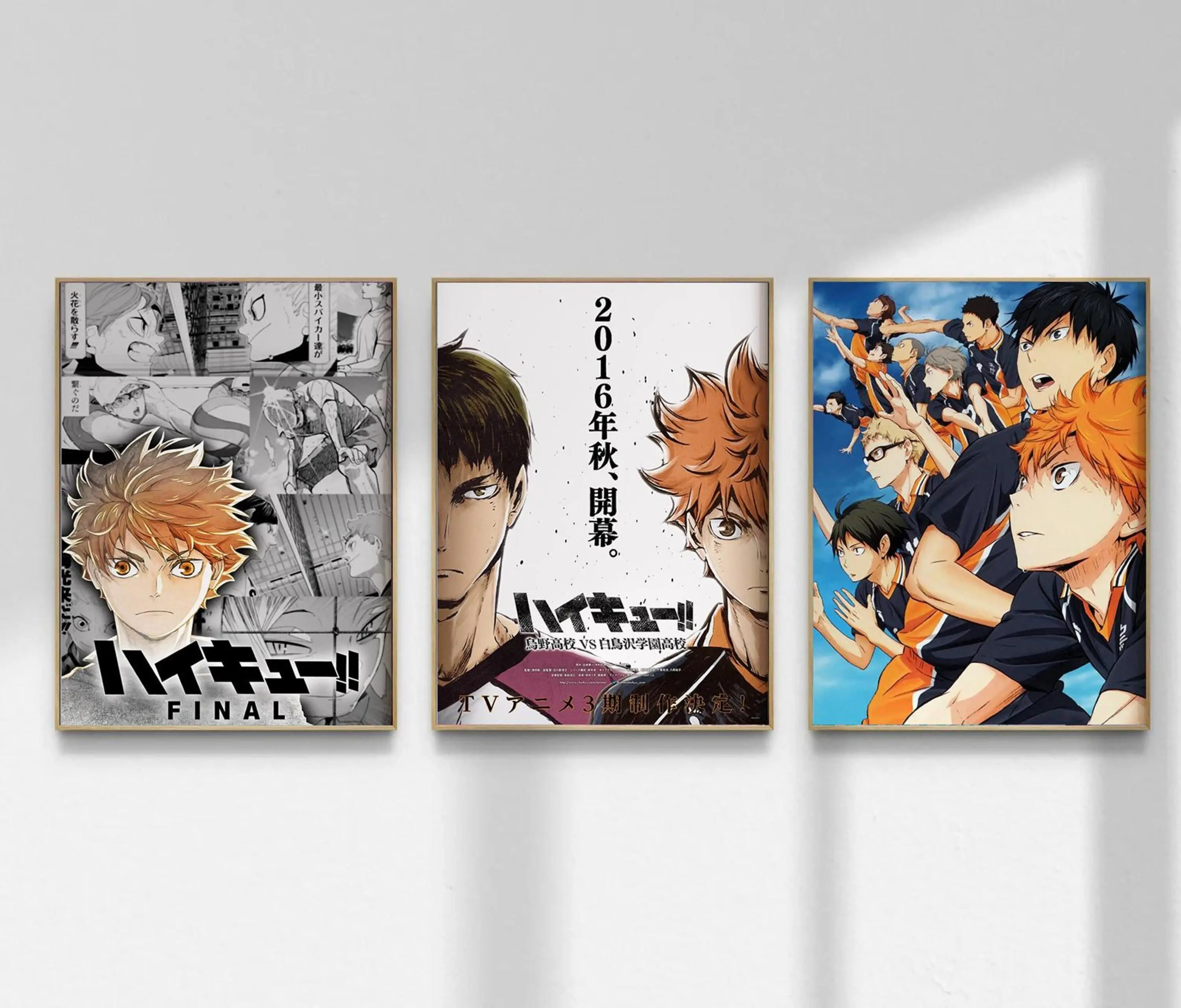 Volleyball Anime Poster Set of 3, Team Spirit Wall Art, Sports Manga Print, Dynamic Athlete Room Decor