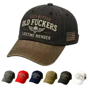 Old Fuckers Club-Vintage Baseball Cap,100% Bitter Lifetime Member, Adjustable Distressed Black Old F*ckers Hat