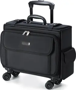 Rolling Laptop Bag 15.6 Inch Water Resistant Rolling Laptop Briefcase on Wheels Computer Bag Laptop Case for Work Travel Business Men Women, Black,