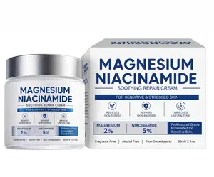 Magnesium & Niacinamide Soothing Repair Cream – 2% Magnesium + 5% Niacinamide for Sensitive & Stressed Skin – Calms Irritation, Repairs Skin Barrier, Evens Skin Tone – Fragrance-Free, Alcohol-Free, Non-Comedogenic – 60ml / 2 fl.oz