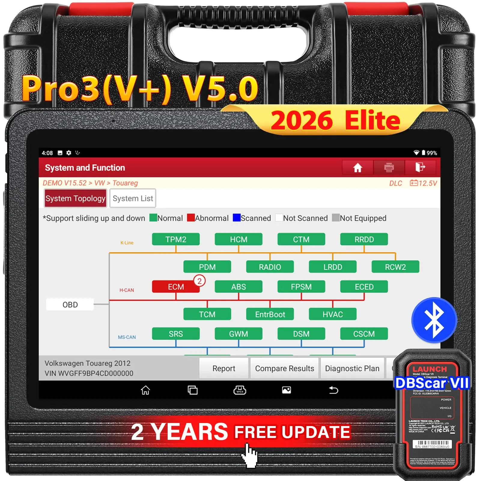 Launch X431 PRO3 (V+) V5.0 2026 Upgraded Bidirectional Scan Tool, OEM Topology Map, Scan HD Trucks, AutoAuth for FCA SGW, ECU Coding, 55+ Services, All System Diagnose, 2-Year Free Update, CAN FD, Summervibes