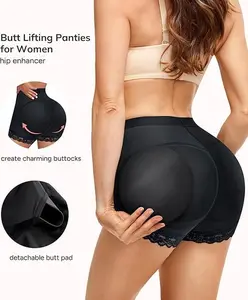 Womens Butt Lifter Padded Lace Panties Hip Enahncer Body Shaper Boyshort Underwear Shapewear scrunched shorts