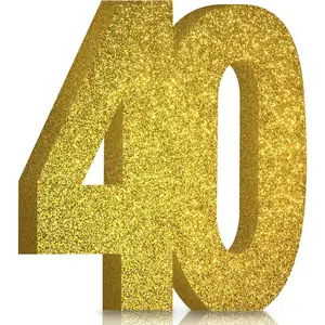 Gold Glitter 40th Birthday and Anniversary Decorations Party Table Centerpieces Topper Decor for Men and Women
