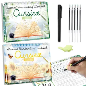 2 Pack Grooved Cursive Handwriting Workbook Magic Grooved Cursive  Handwriting Practice Tracing with Disappearing Ink Pens for  Learning Activities Supplies (Letters&Number)