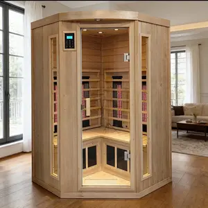 Hemlock Corner Far Infrared Sauna for 2Person 4 Ceramic Tubes Saunas Detox 1750W