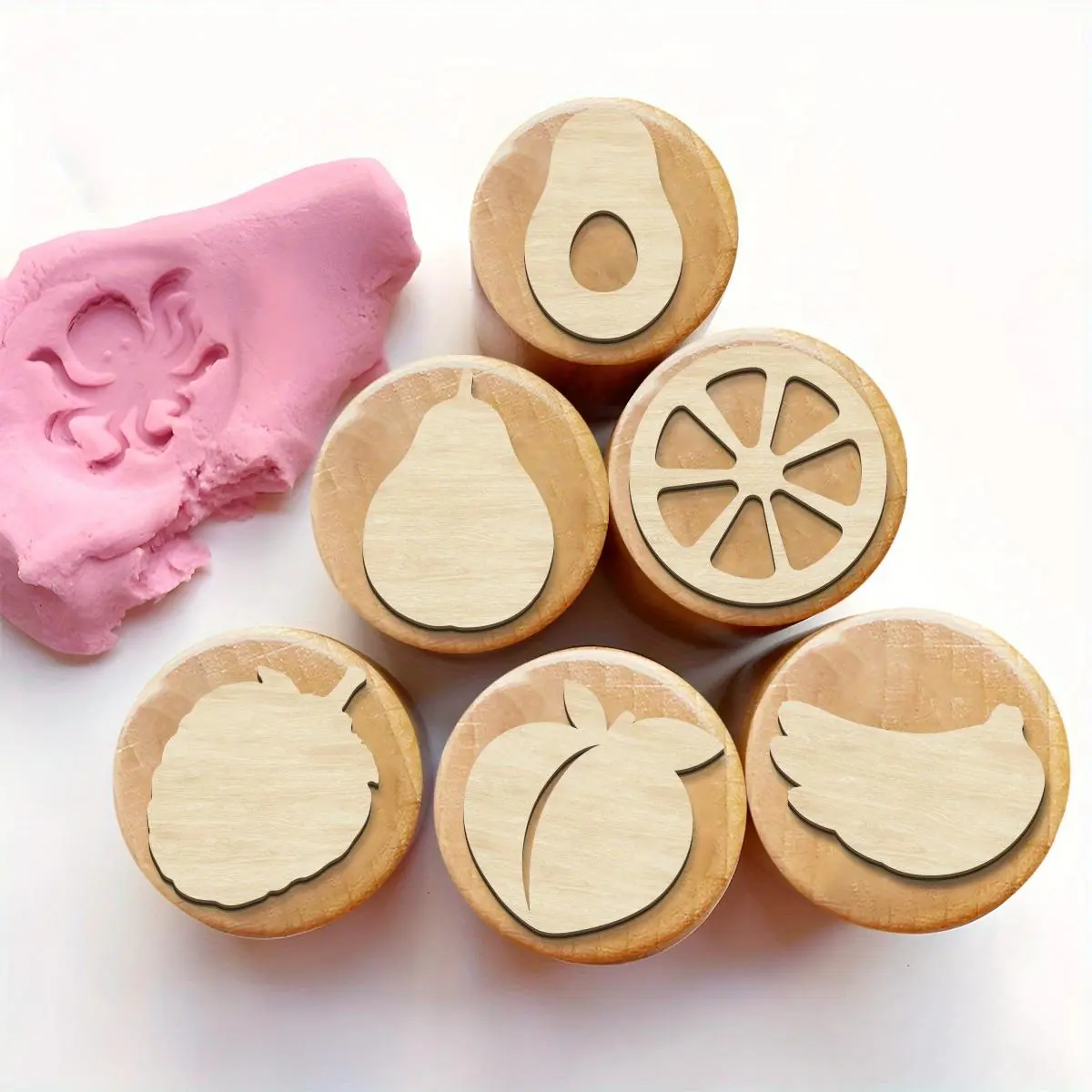 Fruit Themed Wooden Stamp, 6 Counts/set Cute Handmade Stamp, Exquisite and Practical Stamp for Birthdays, Mother's Day, Graduation Season