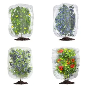 Garden Mesh Netting with Drawstring, 4 Counts/set Fruit Tree Netting Plants Cover Anti Birds, Bugs, Cicadas, and Insects, Pest Barrier Bag for Blueberry Bushes