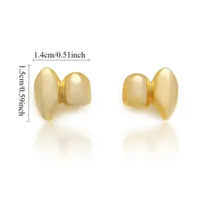 2 pcs Hip Hop Jewelry Grillz Copper Double Cosplay Fangs Personality Cool Grillz Cool Gift for Both Men and Women Oral Golden