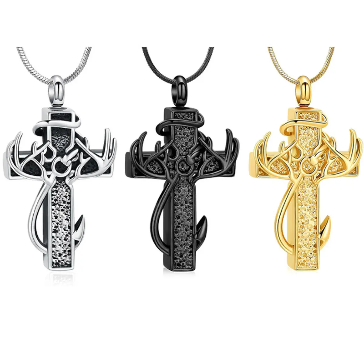 Stainless Steel Openable Cross Urn Necklace - Memorial Ash Pendant, Cross Emblem, Religious Emblem Jewelry for Funeral Remembrance, Cross Emblem Necklaces, Religious Pendant Necklaces