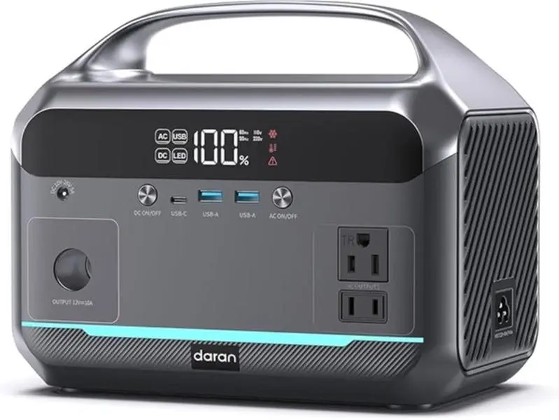 Compact 90000mAh LiFePO4 Portable Power Station (288Wh, 8.16 lbs) - 2×110V 350W Pure Sine Wave AC Outlets (600W Peak), 7 Ports, Car & Home Backup Battery for All Ages Solar Generator, Emergency Backup