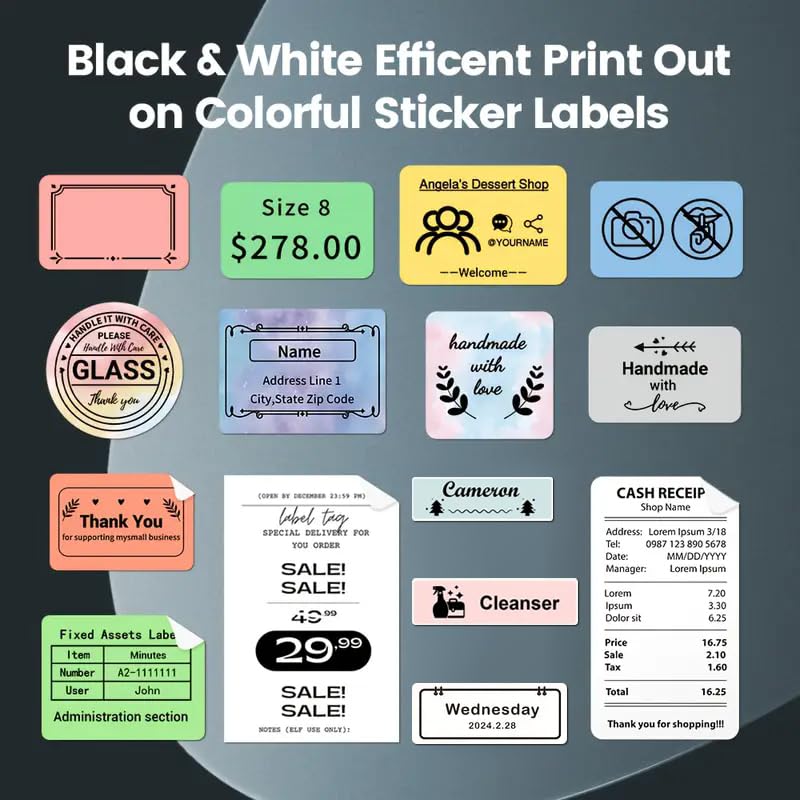 Label Maker with Tape, Label Printer for Business, Sticker Printer- Compatible with 12-57mm Width Labels, Wireless Connectivity, High-Speed Printing, 1200mAh Battery, for Office & Home