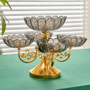 New household fruit tray, rotatable multi-layer fruit tray for living room, suitable for dry fruits and candies, light luxury high-end multi-compartment crystal fruit tray