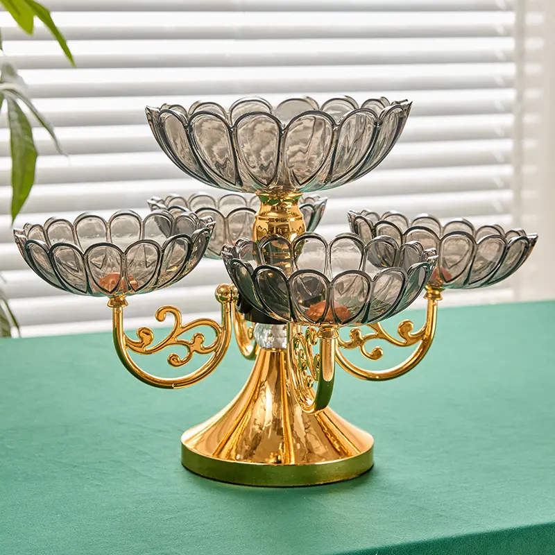 New household fruit tray, rotatable multi-layer fruit tray for living room, suitable for dry fruits and candies, light luxury high-end multi-compartment crystal fruit tray