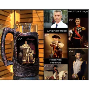 Historical Portrait Personalized Beer Mug 19 oz ~ Add Your Family Photo