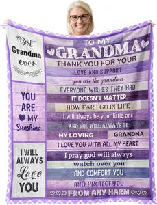 to My Grandma Blanket 60"X 50", Best Gifts for Grandma from Granddaughter Grandson, Christmas Mothers Day for Grandmother