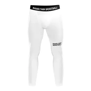 Bigger Than Basketball Performance Tights - White | Compression Gym & Basketball Tights, Breathable & Flexible