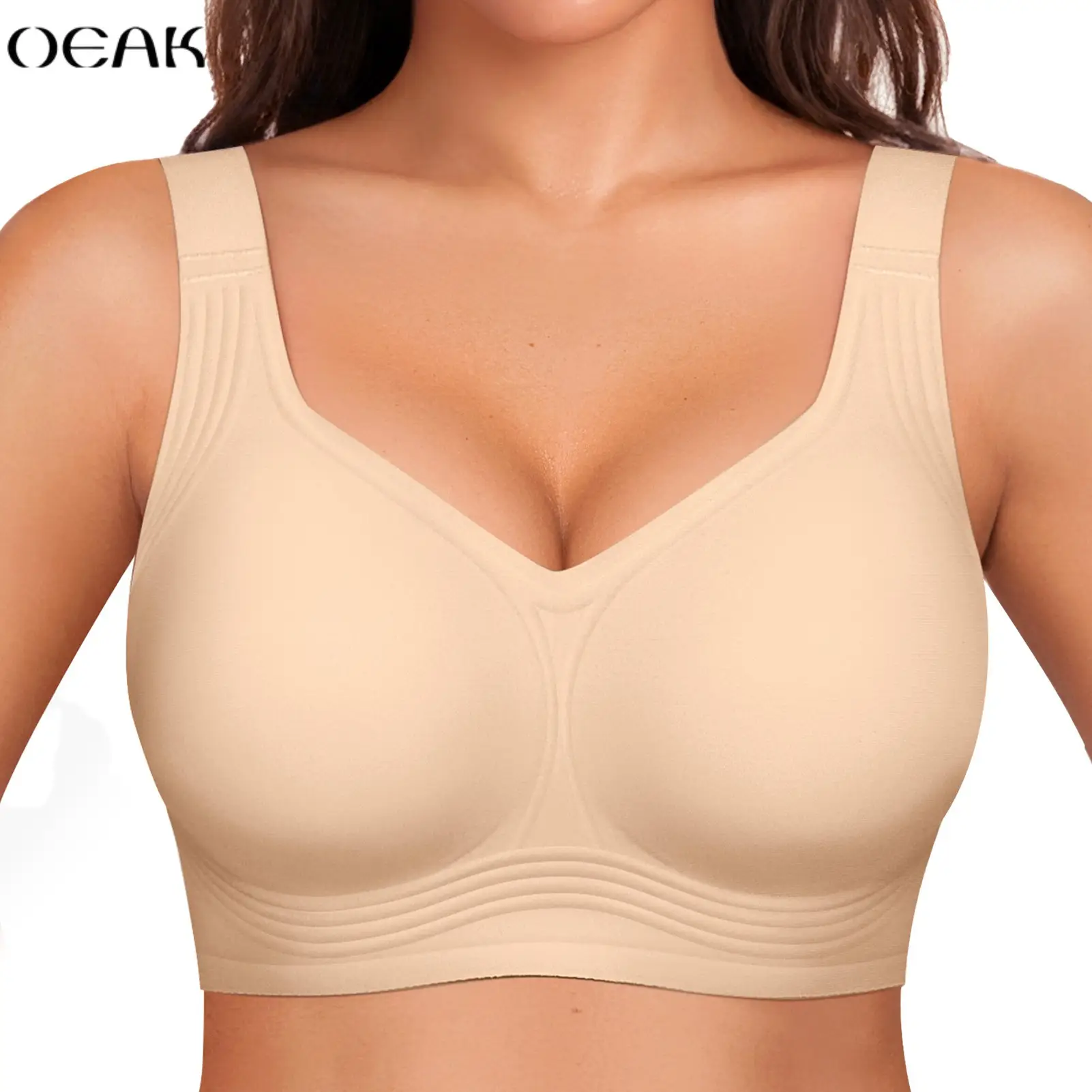 OEAK Women Wirefree Bras for Women Full Coverage No Underwire Everyday Bras Comfortable Wireless Padded Bras