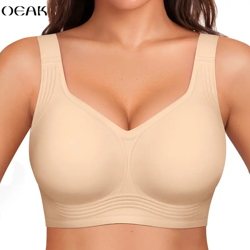 OEAK Women Jelly Bras Wirefree Full Coverage No Underwire Everyday Bras Comfortable Wireless Padded Tshirt Bra