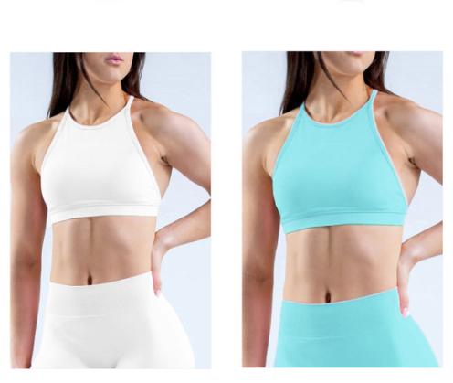 Women's High Elastic Seamless Yoga Bra Set  Racerback Push Up Sports Bra With Removable Pads & High Waisted Leggings