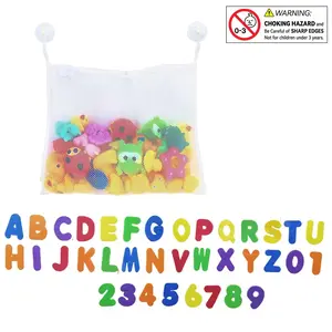 Baby Mesh Bath Toy Organizer Set, Includes Bath Letters & Numbers, Little Duck Design, Perfect Gift for Infants, Fun